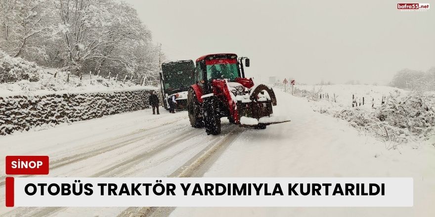 Otobüs Traktör Yardımıyla Kurtarıldı