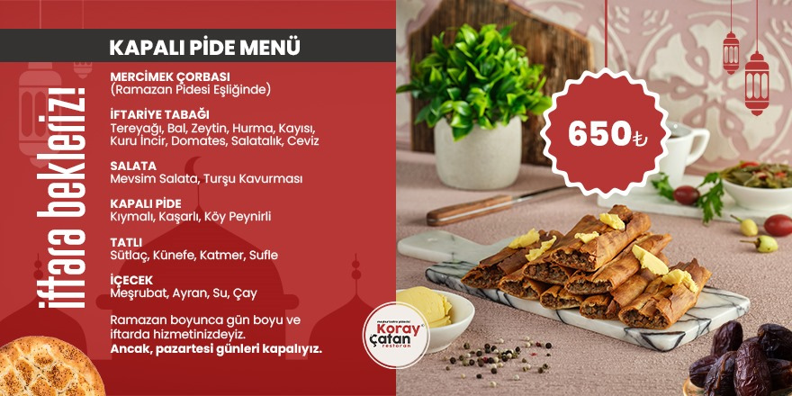 Koray Çatan Restoran’dan Ramazan’a Özel İftar Menüleri