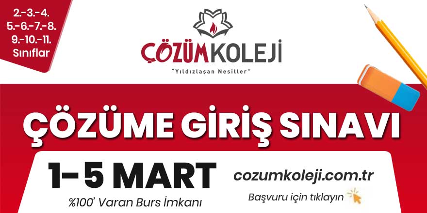 Bafra Özel Çözüm Koleji'ne Giriş Sınavı 1-5 Mart arasında yapılacak!