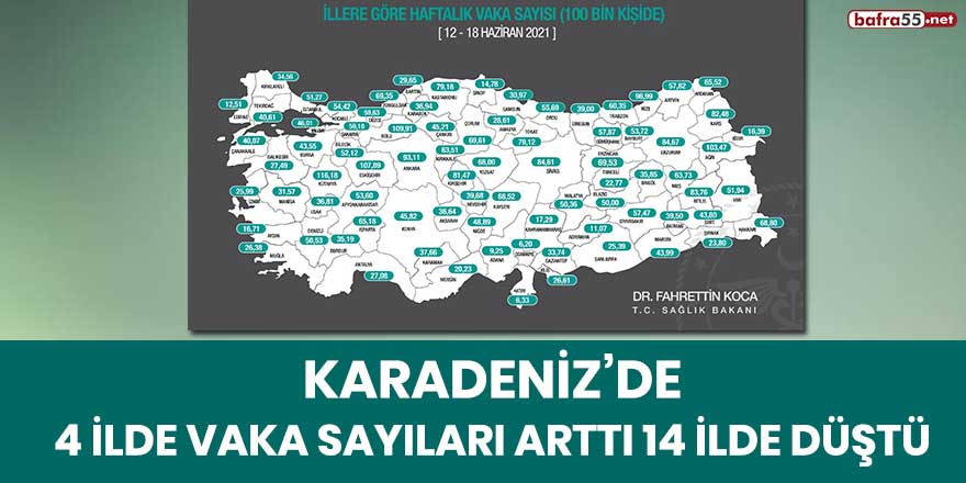 Karadeniz’de 4 ilde vaka sayıları arttı, 14 ilde düştü