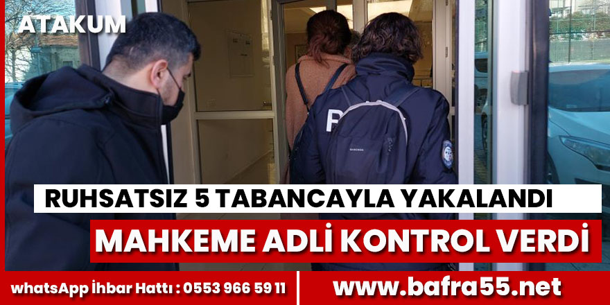 Bavulundan 5 tabanca çıkan genç kadına adli kontrol