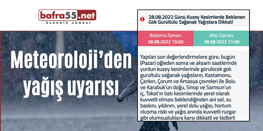 Meteoroloji’den yağış uyarısı