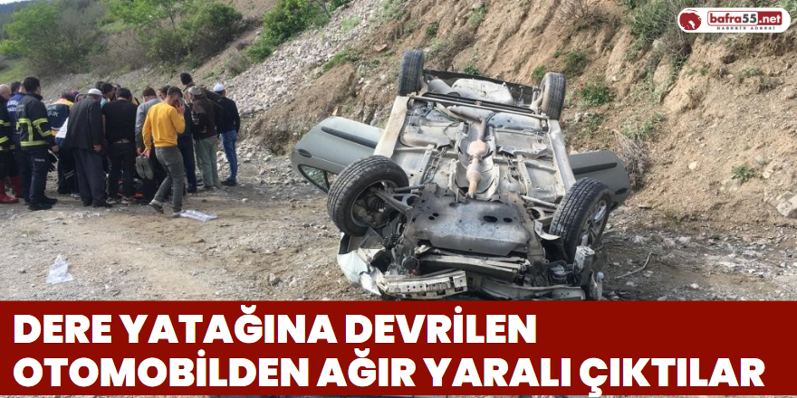 Dere Yatağına Devrilen Otomobilden Ağır Yaralı Çıktılar