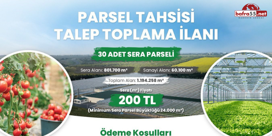 SAMSUN BAFRA TDİ SERA OSB ARSA TAHSİS SÜRECİ 