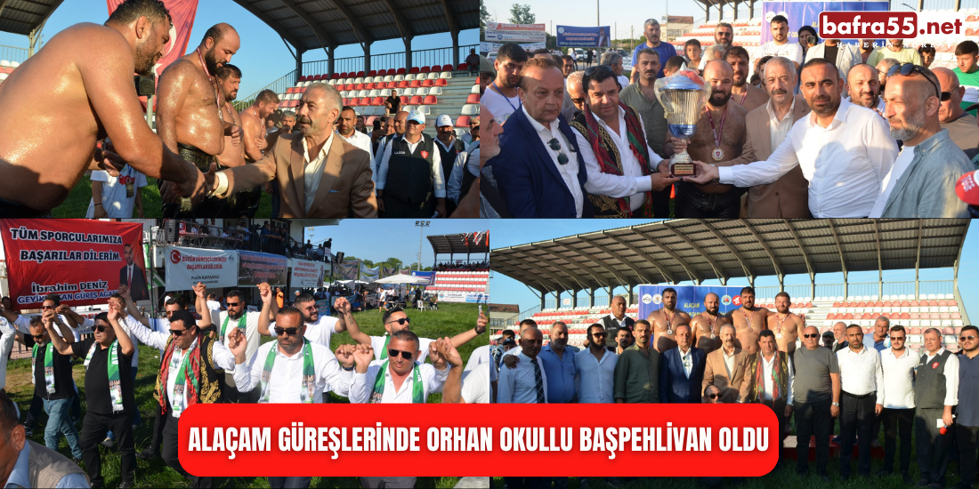 Alaçam Güreşlerinde Orhan Okullu Başpehlivan Oldu