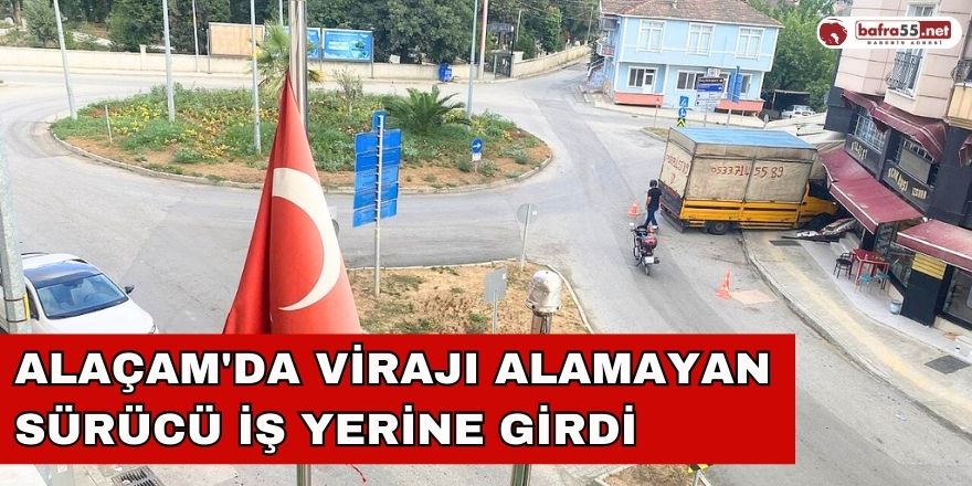 Alaçam'da Virajı Alamayan Sürücü İş Yerine Girdi