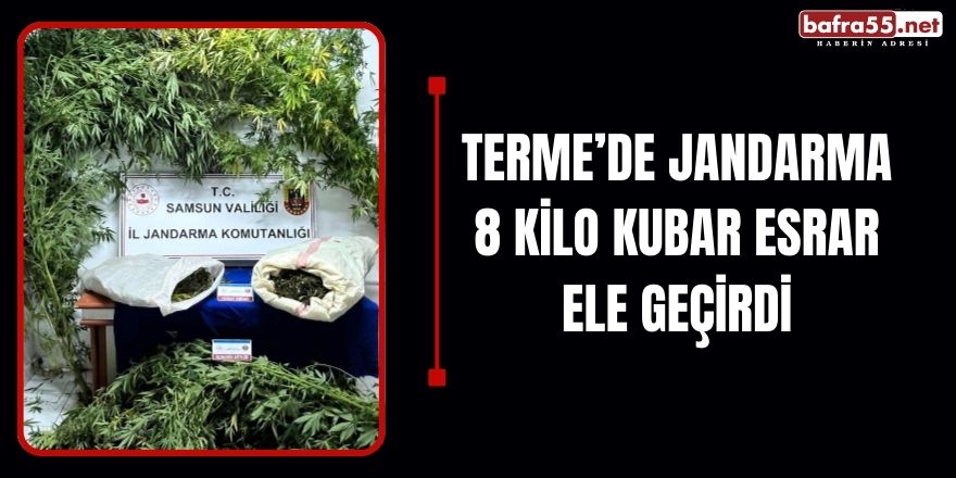 Terme’de jandarma 8 kilo kubar esrar ele geçirdi